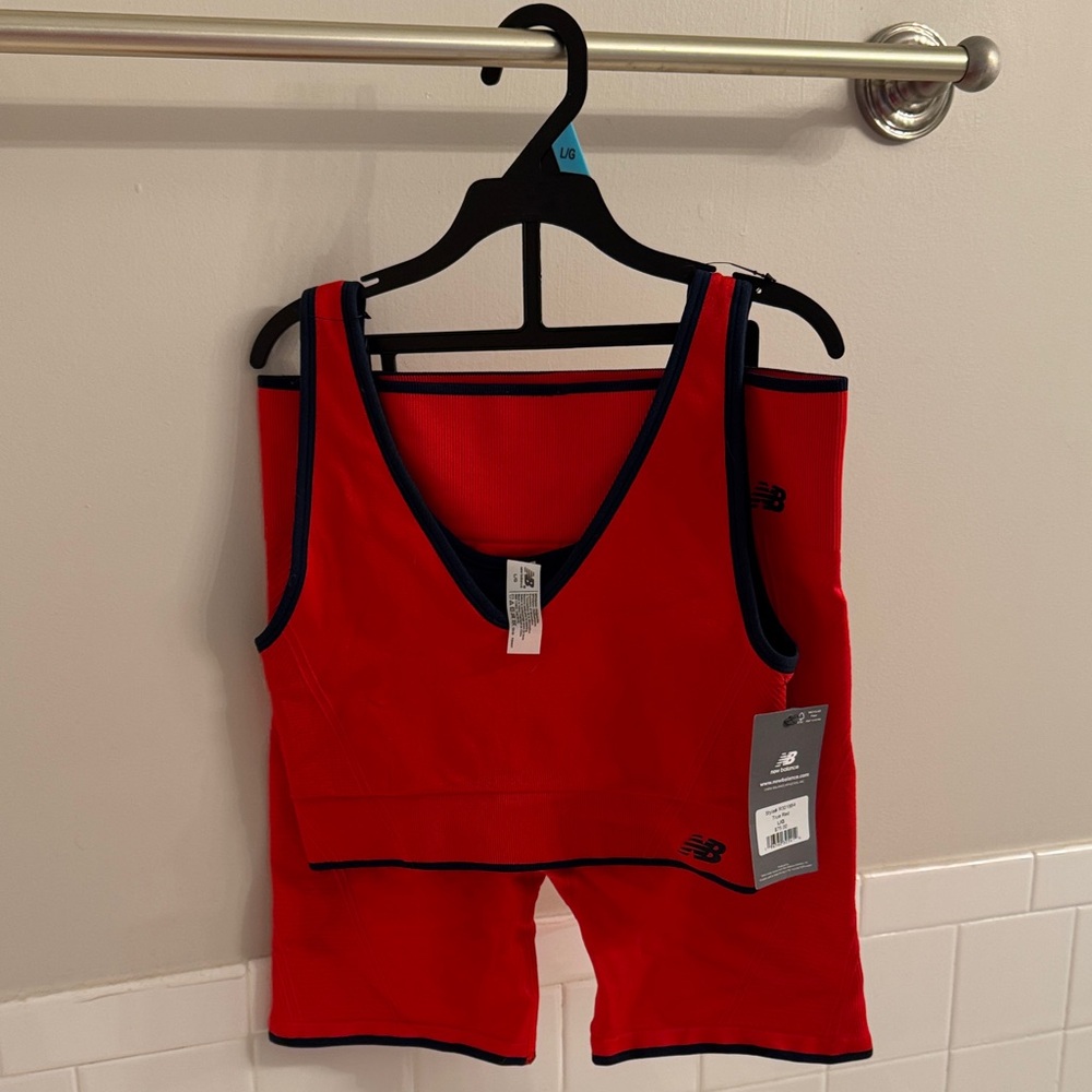NWT New Balance Red and Black Workout Set: Large